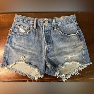 Levi’s 501 Blue Denim Women's Distressed Shorts
